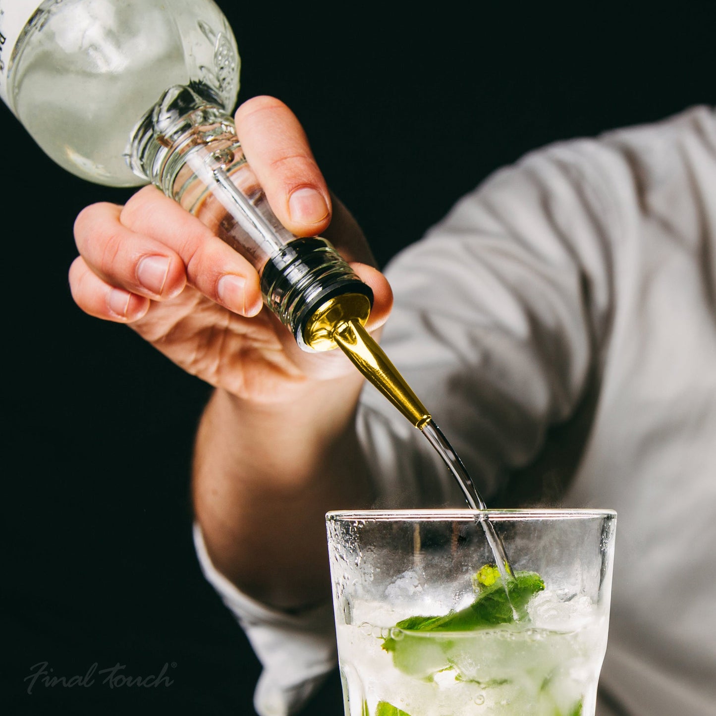 Final Touch Liquor Bottle Pourers - Brass Finish - Set of 2