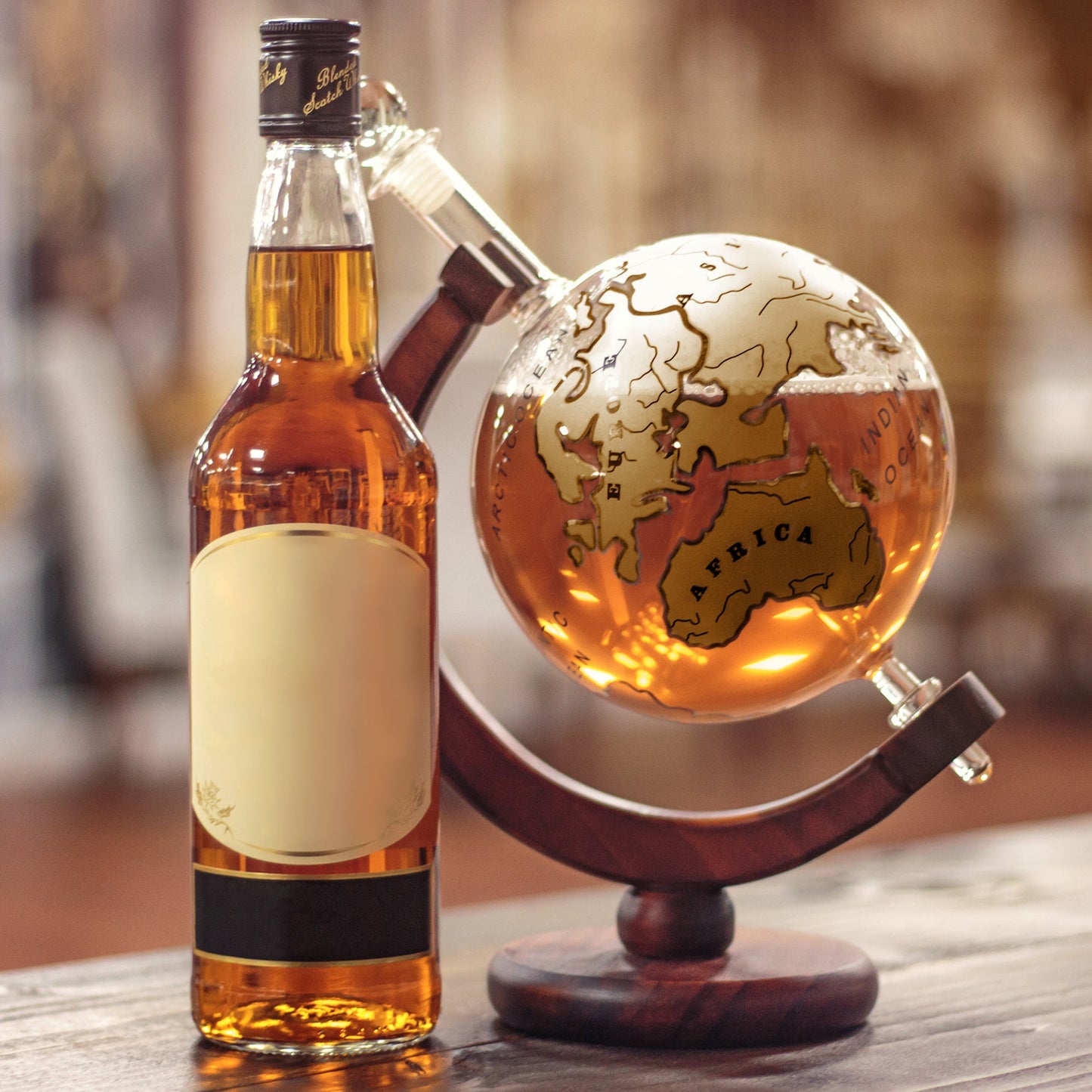 Bar Originale Gold Ship Globe Decanter 750ml