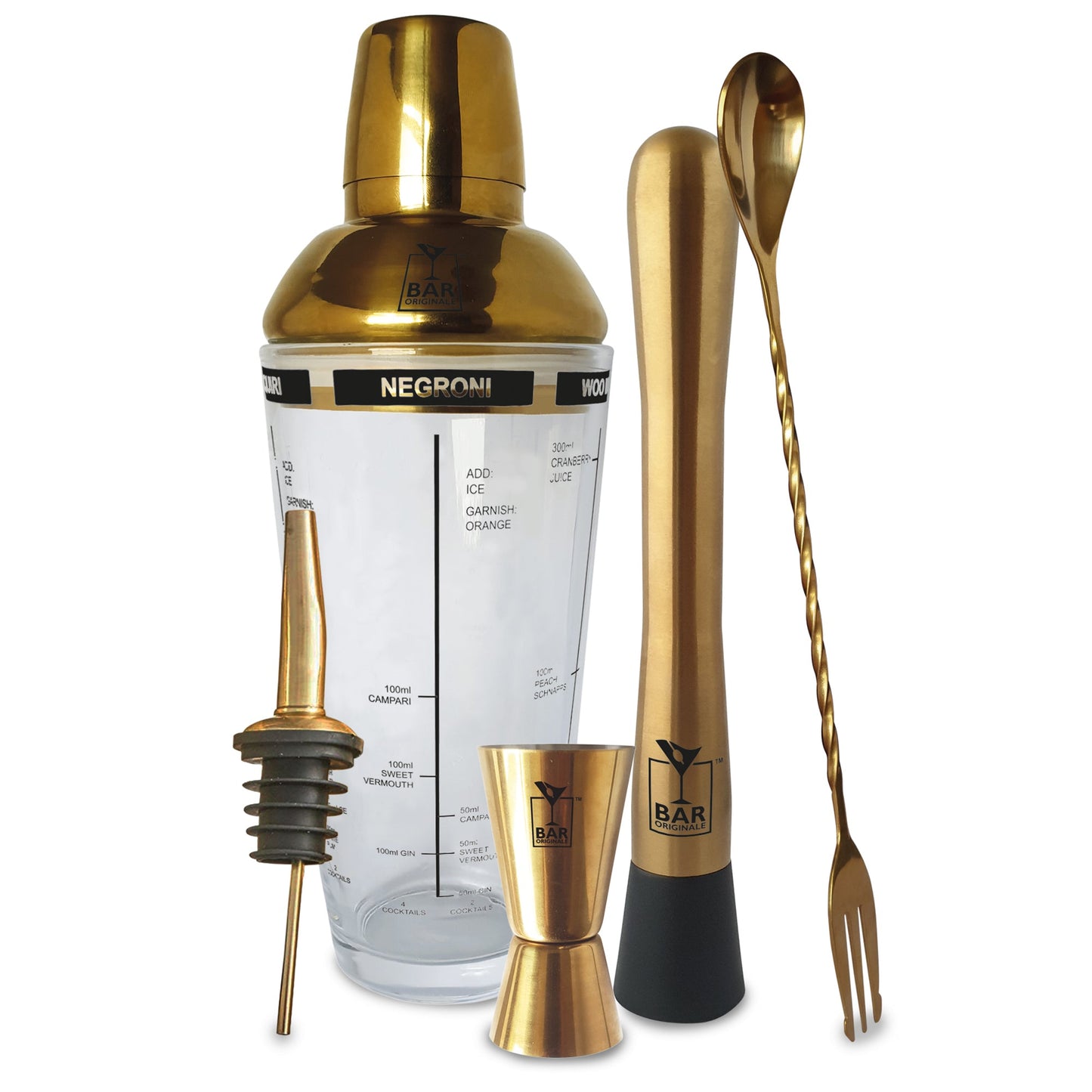 Bar Originale Brass 5 Piece Cocktail Set