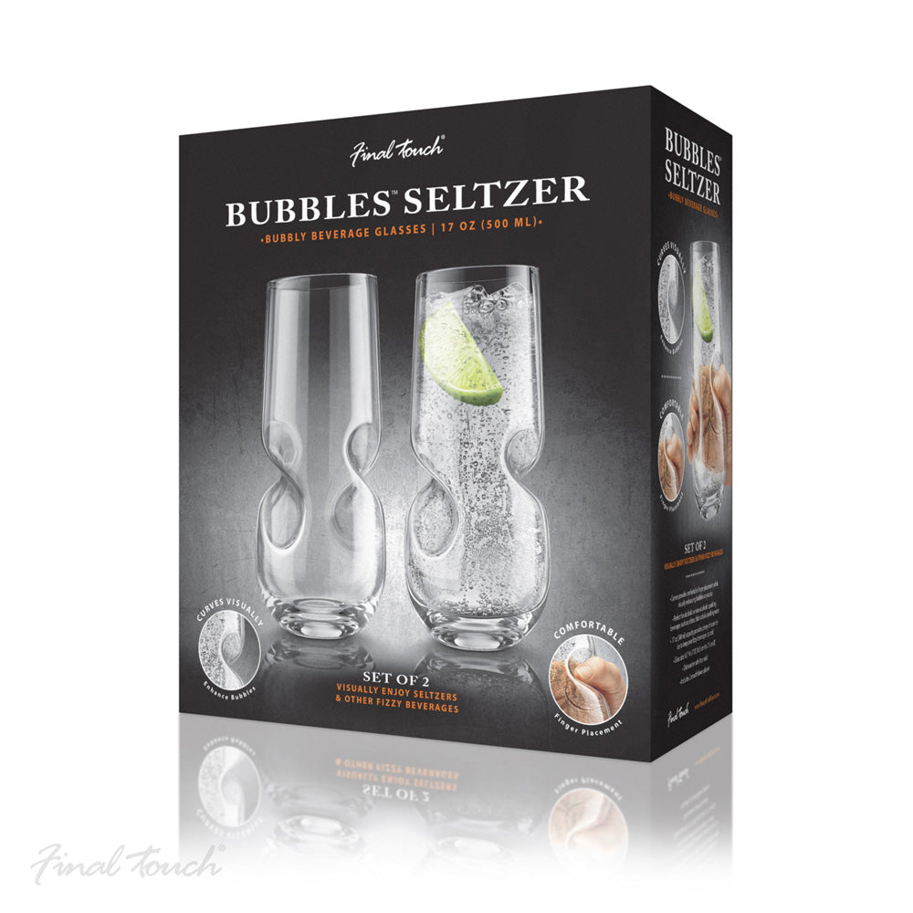 Final Touch Bubbles Seltzer Bubbly Beverage Glasses - Set of 2