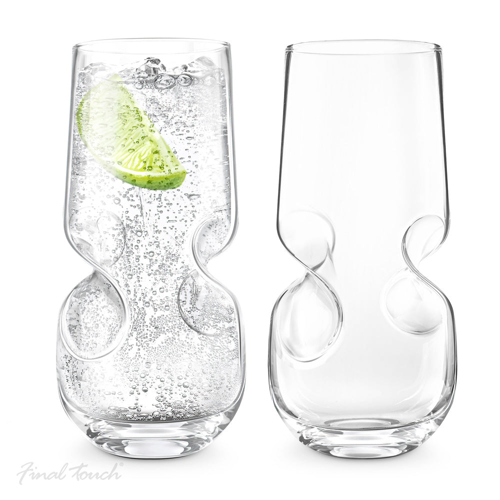Final Touch Bubbles Seltzer Bubbly Beverage Glasses - Set of 2