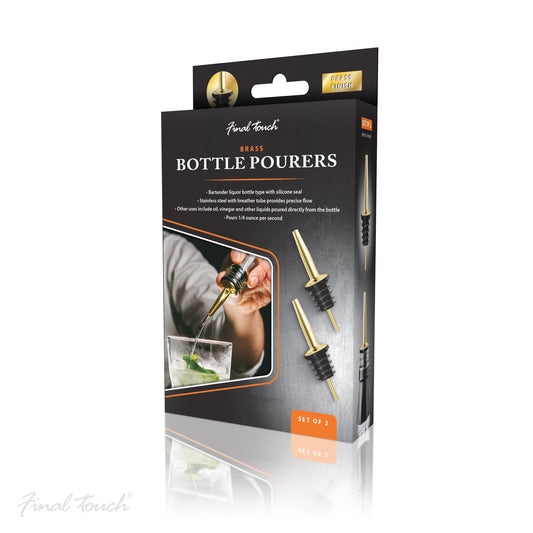 Final Touch Liquor Bottle Pourers - Brass Finish - Set of 2