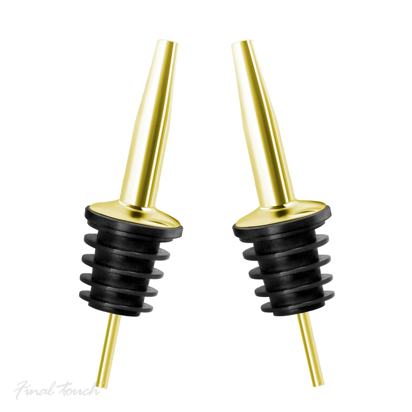 Final Touch Liquor Bottle Pourers - Brass Finish - Set of 2