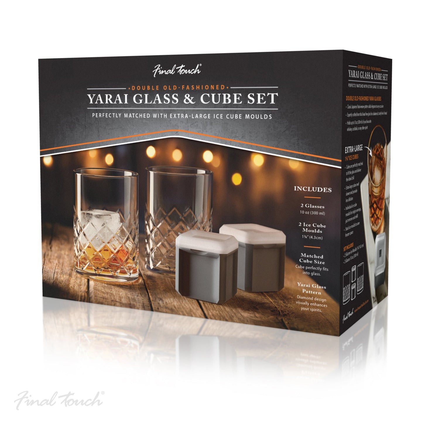 Final Touch Yarai Double Old-Fashioned Glass and Cube Set
