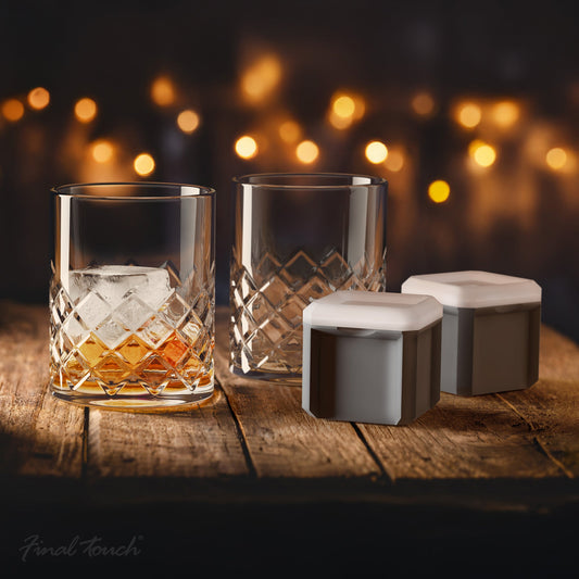 Final Touch Yarai Double Old-Fashioned Glass and Cube Set