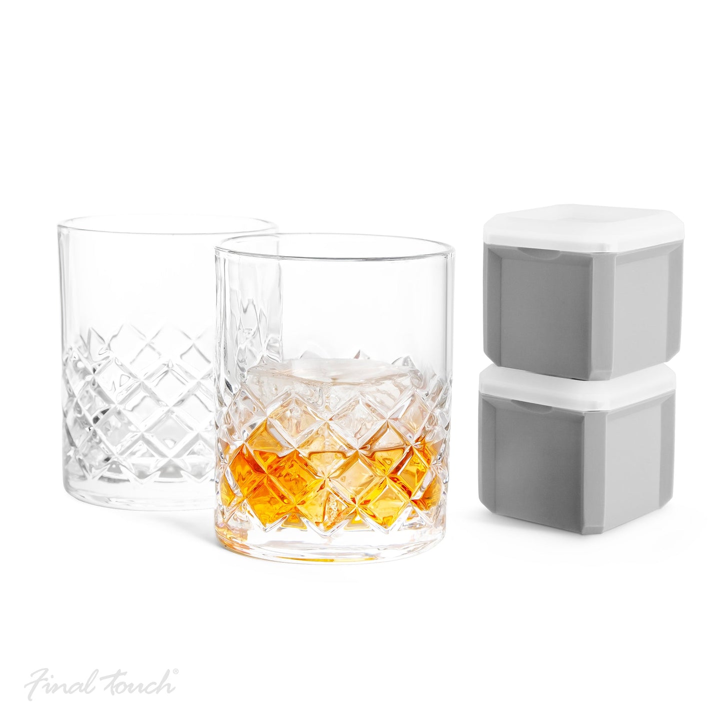 Final Touch Yarai Double Old-Fashioned Glass and Cube Set