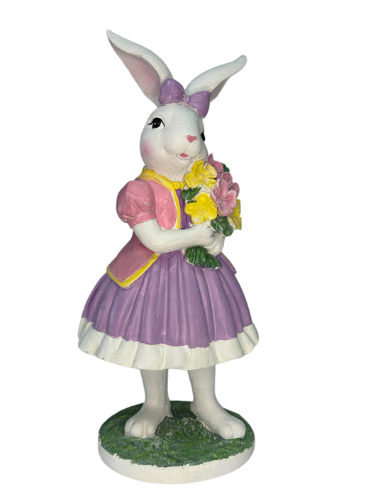 Easter Bunny Holding Flowers