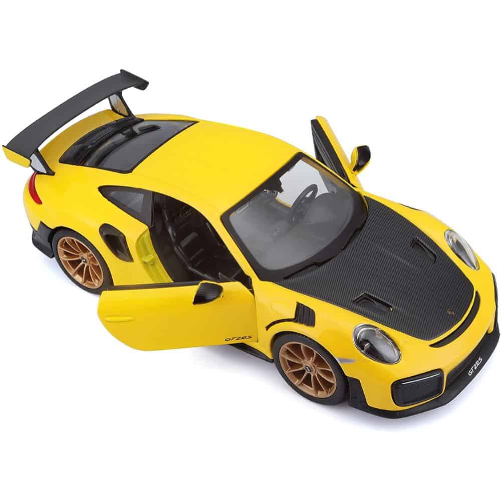Maisto Porsche 911 GT2 RS Yellow with Carbon Hood 1/24 Diecast Model